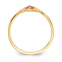 14K Pink Tourmaline Birthstone Heart Ring-YC433
