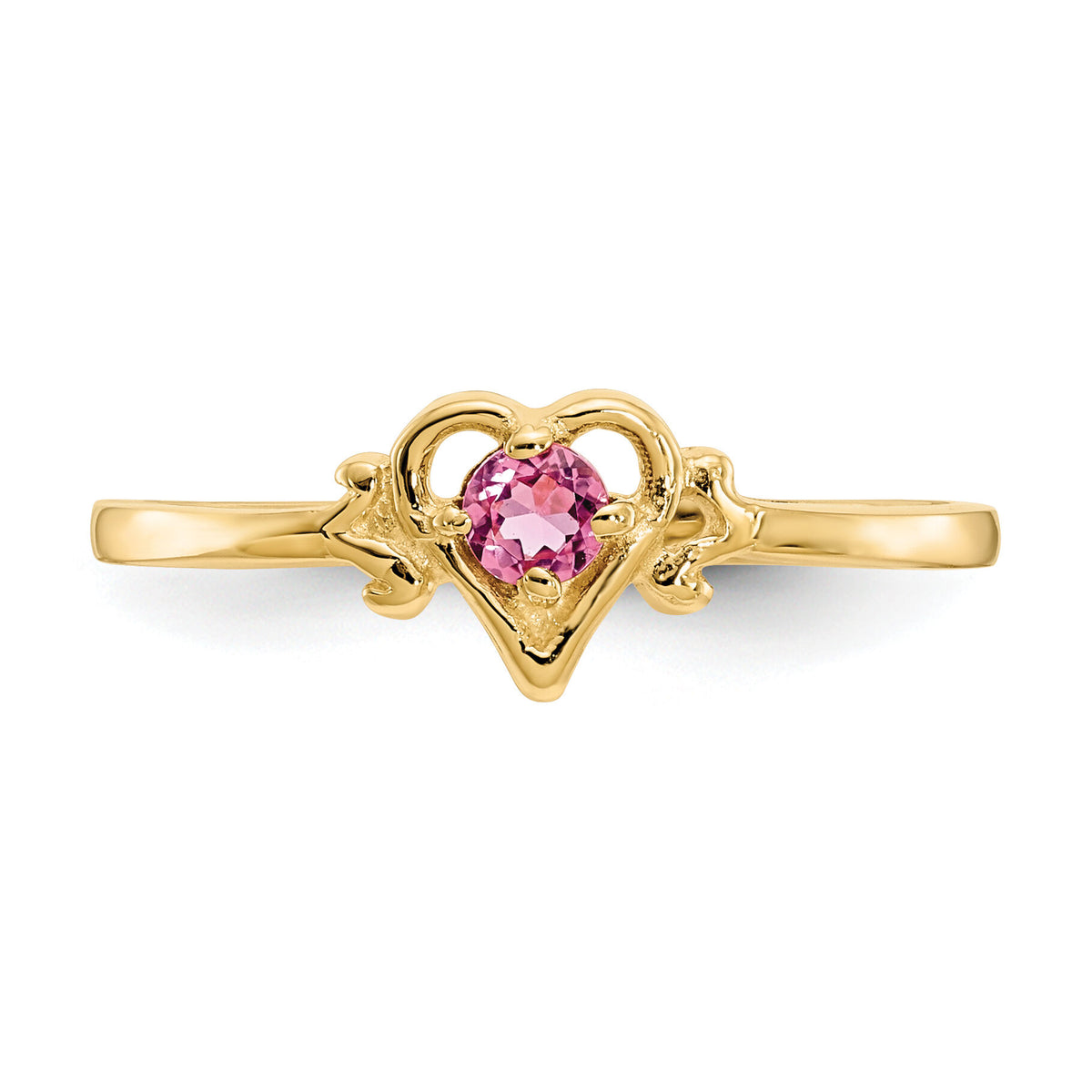 14K Pink Tourmaline Birthstone Heart Ring-YC433