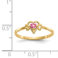 14K Pink Tourmaline Birthstone Heart Ring-YC433