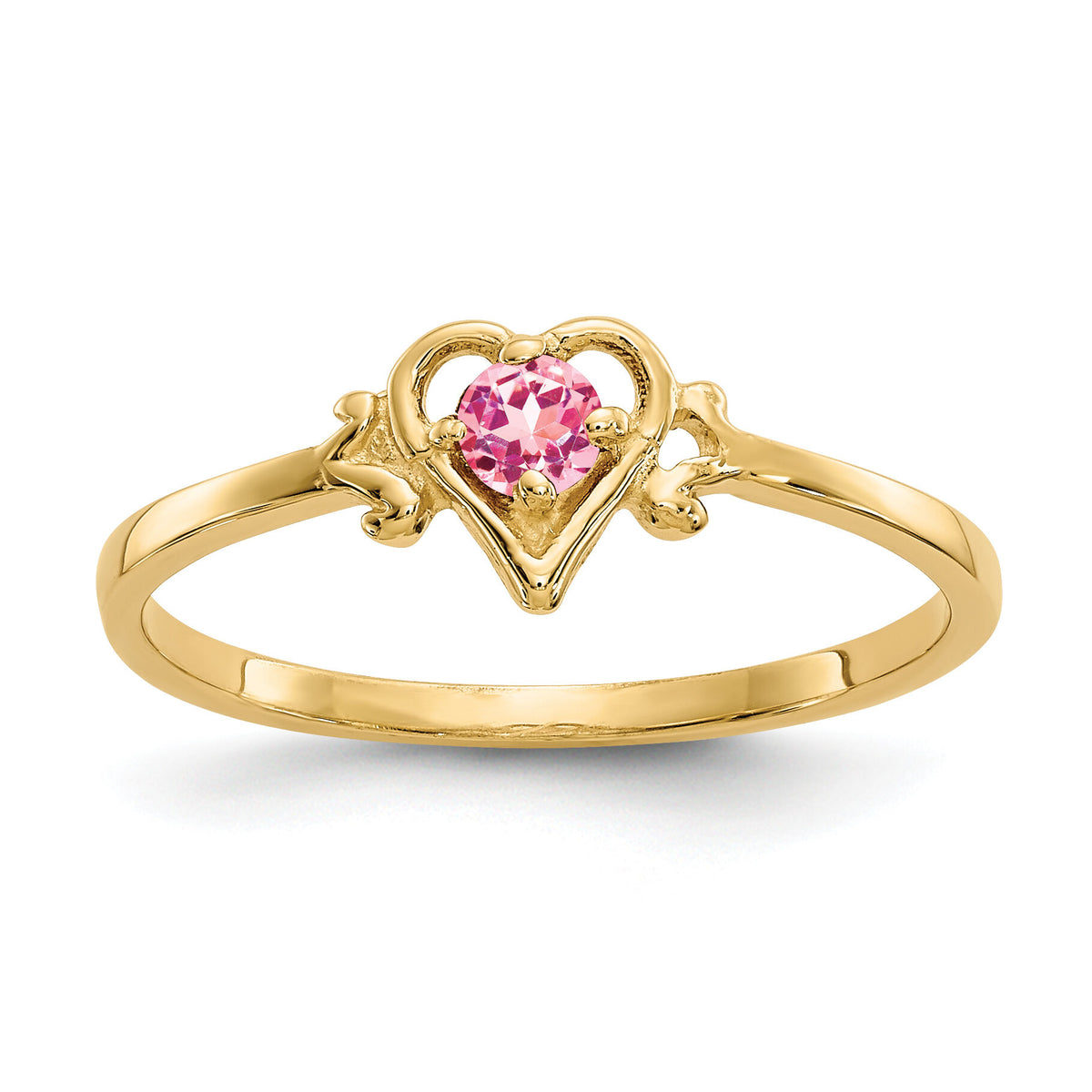 14K Pink Tourmaline Birthstone Heart Ring-YC433