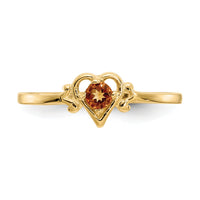 14K Citrine Birthstone Heart Ring-YC434