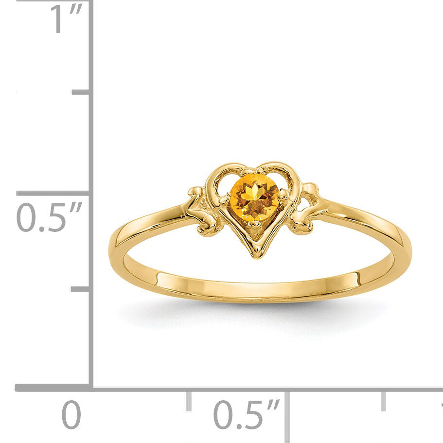 14K Citrine Birthstone Heart Ring-YC434