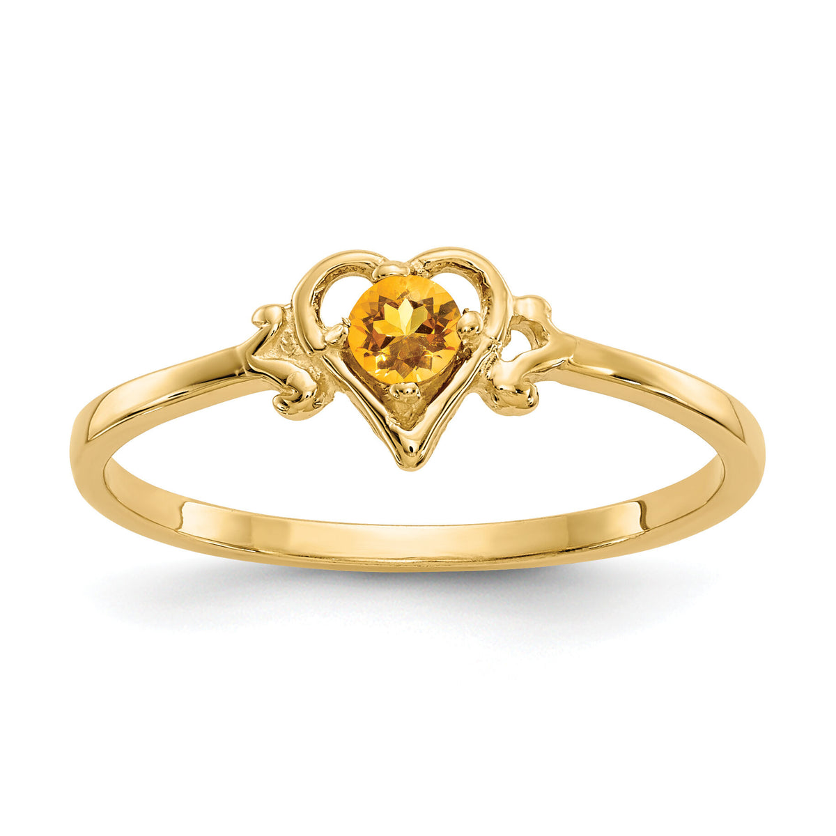 14K Citrine Birthstone Heart Ring-YC434