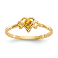 14K Citrine Birthstone Heart Ring-YC434
