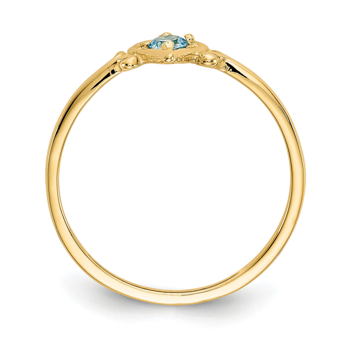 14K Blue Topaz Birthstone Heart Ring-YC435