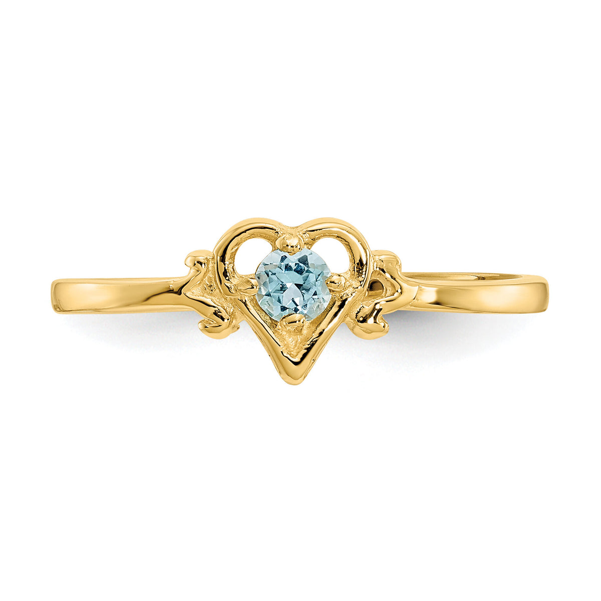 14K Blue Topaz Birthstone Heart Ring-YC435