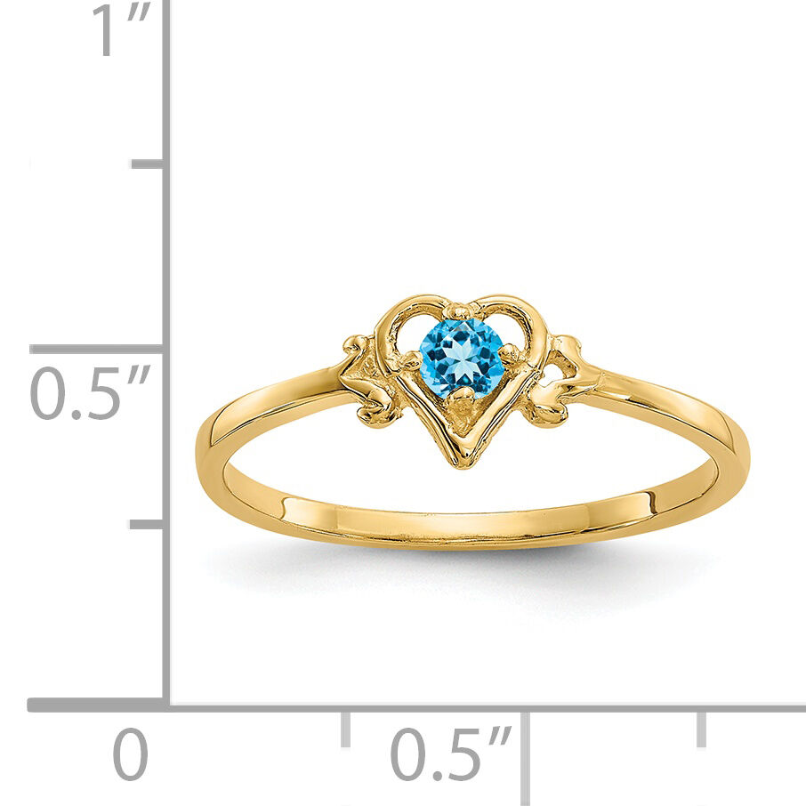 14K Blue Topaz Birthstone Heart Ring-YC435
