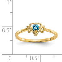 14K Blue Topaz Birthstone Heart Ring-YC435