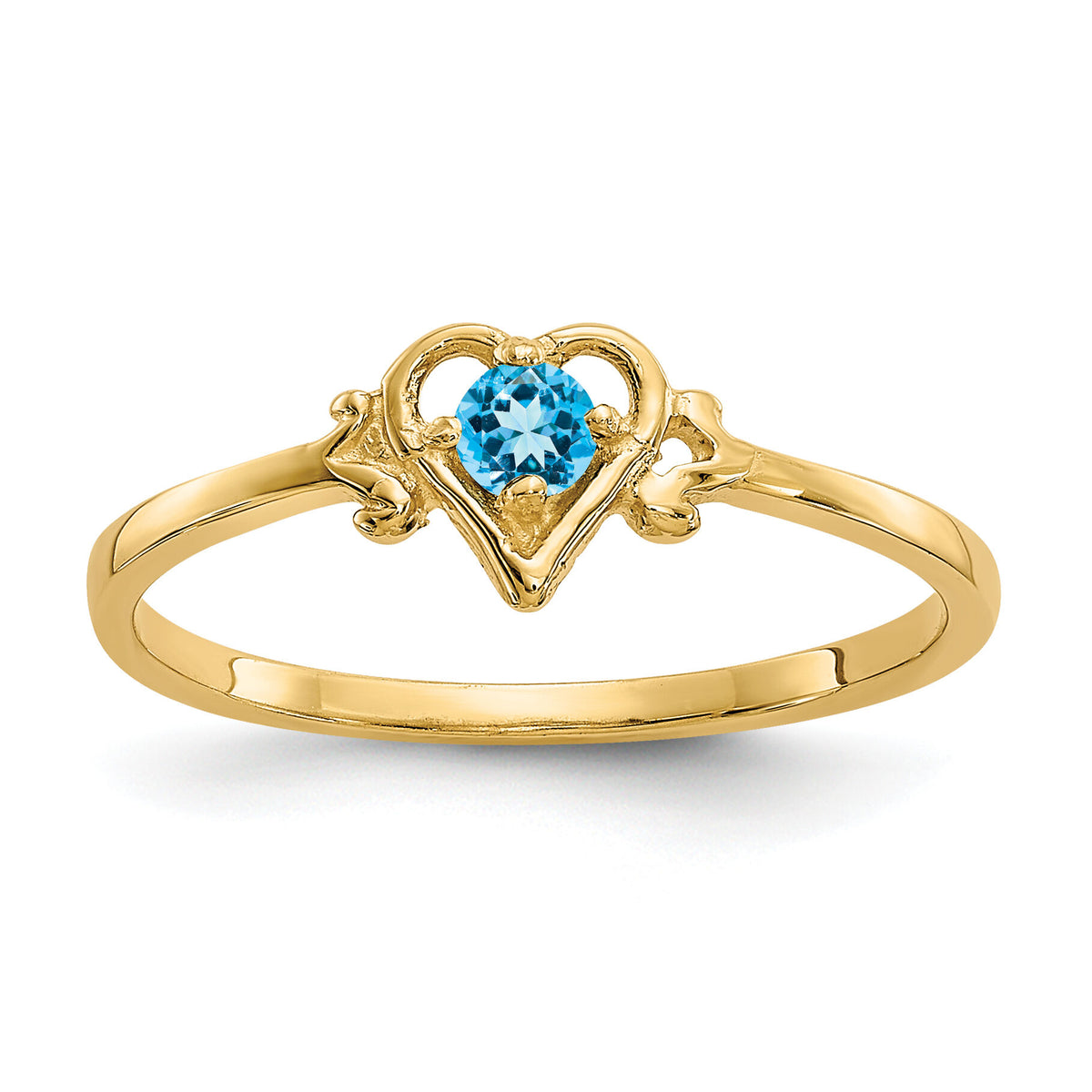 14K Blue Topaz Birthstone Heart Ring-YC435