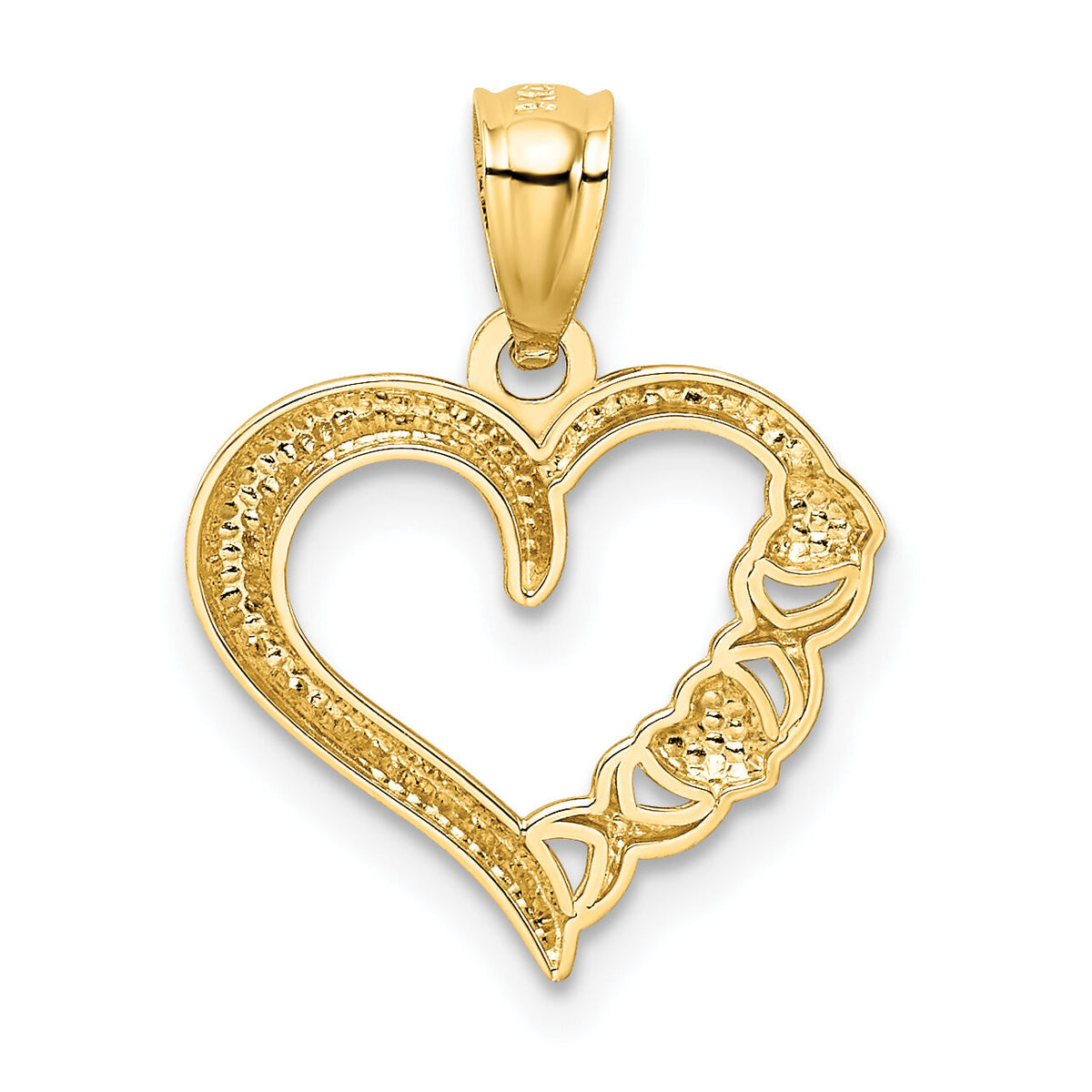 14Kw/White Rhodium Polished Heart and -X- Pendant-YC441