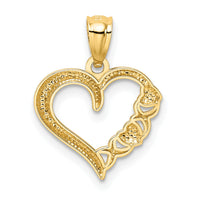 14Kw/White Rhodium Polished Heart and -X- Pendant-YC441