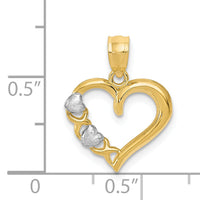 14Kw/White Rhodium Polished Heart and -X- Pendant-YC441