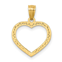 14K Polished and Textured Open Heart Pendant-YC444