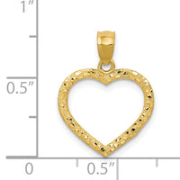 14K Polished and Textured Open Heart Pendant-YC444