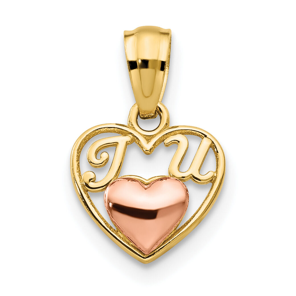 14k Two-tone Mini I LOVE U Charm-YC454
