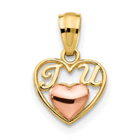 14k Two-tone Mini I LOVE U Charm-YC454