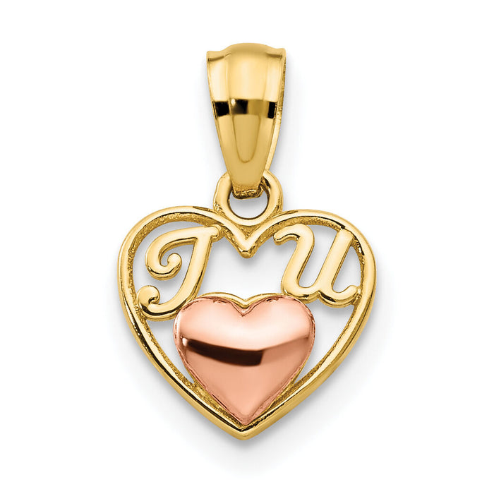 14k Two-tone Mini I LOVE U Charm-YC454