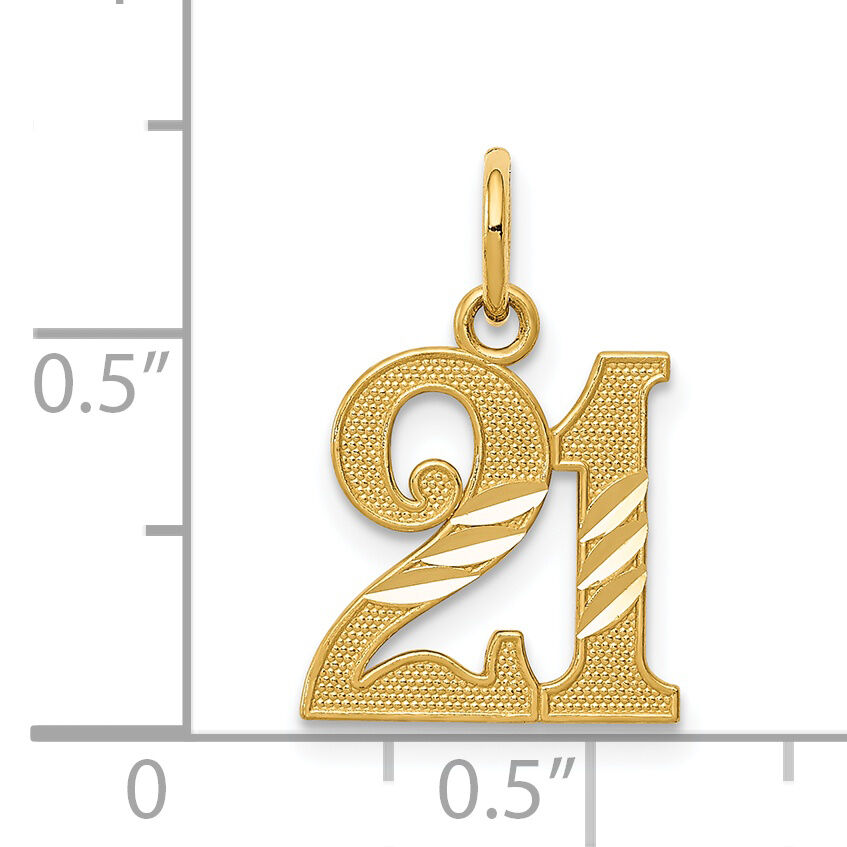 14k Diamond-cut 21 Pendant-YC459