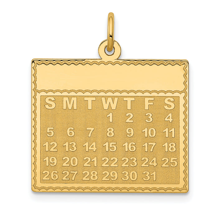 14k Wednesday the First Day Calendar Pendant-YC464