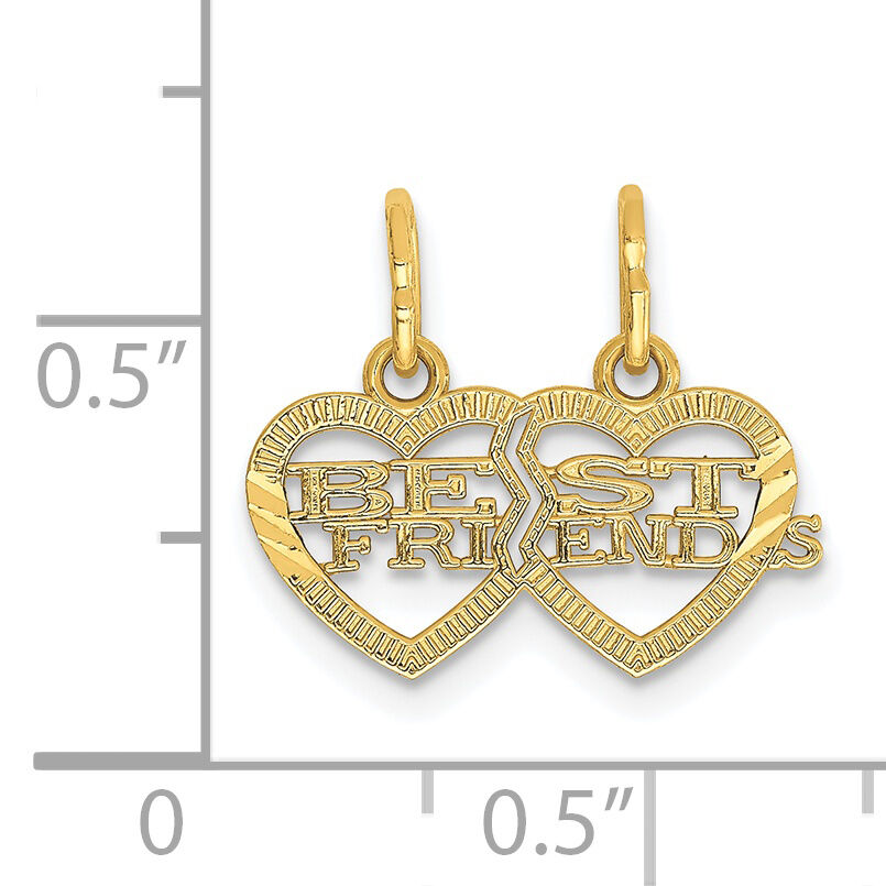 14k Double Heart BEST FRIENDS Break-apart Charm-YC481