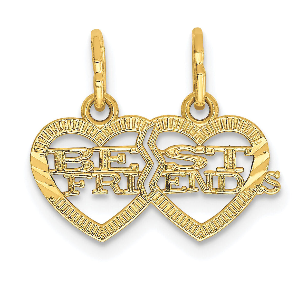 14k Double Heart BEST FRIENDS Break-apart Charm-YC481