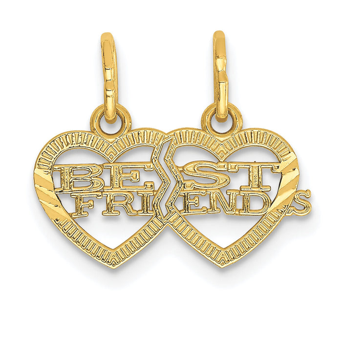 14k Double Heart BEST FRIENDS Break-apart Charm-YC481