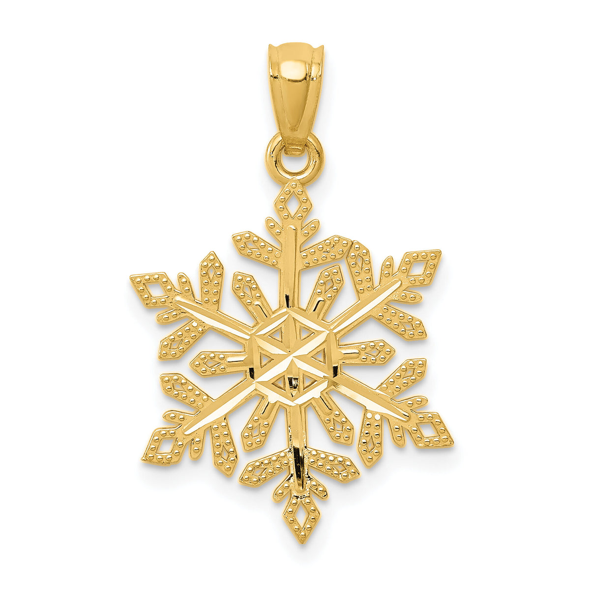 14k Diamond -Cut Snowflake Pendant-YC494
