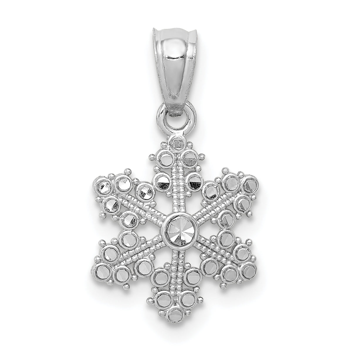 14k White Gold Snowflake Pendant-YC495