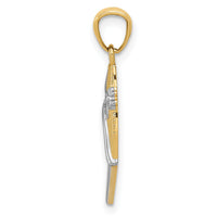 14K w/Rhodium Ballet Shoe Pendant-YC524