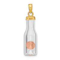 14k 3-D Mini Penny in Glass Bottle Pendant-YC549