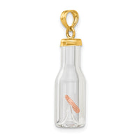14k 3-D Mini Penny in Glass Bottle Pendant-YC549