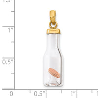 14k 3-D Mini Penny in Glass Bottle Pendant-YC549