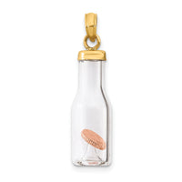 14k 3-D Mini Penny in Glass Bottle Pendant-YC549