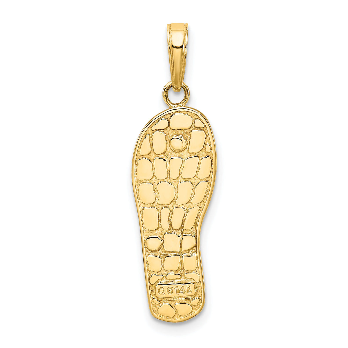 14K Rhodium 3D Enameled Flowers On Green Flip Flop Pendant-YC560