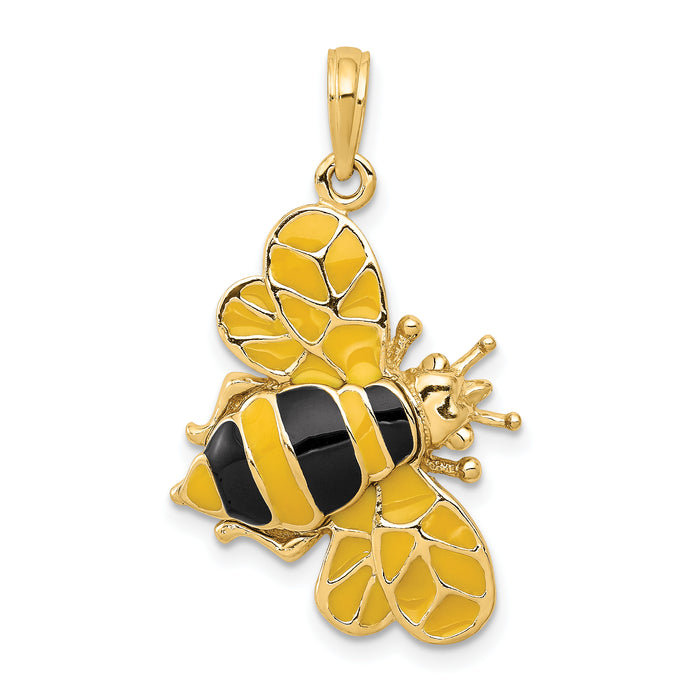 14k Enameled 3-D Bumblebee Pendant-YC576