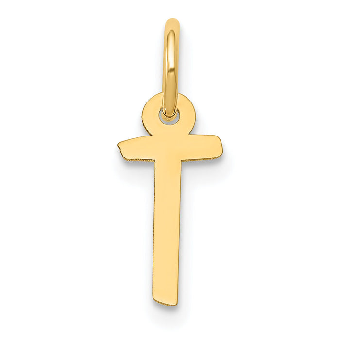 14k Small Slanted Block Letter T Initial Charm-YC644T