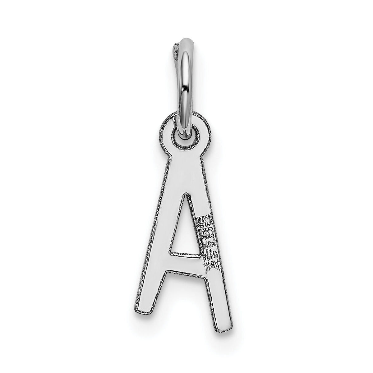 14k White Gold Small Slanted Block Letter A Initial Charm-YC645A