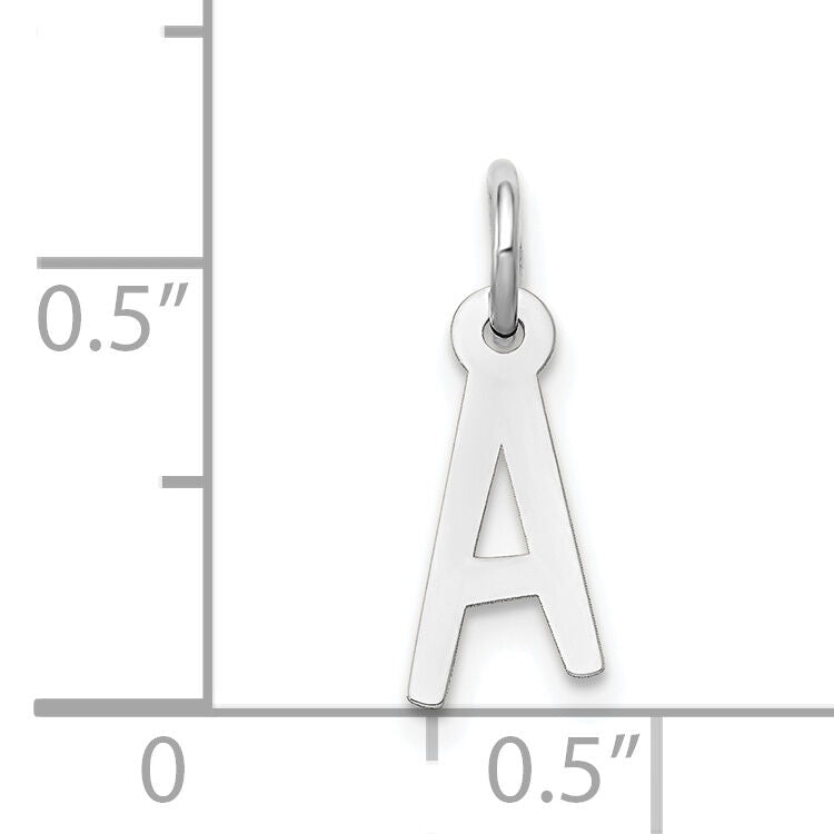 14k White Gold Small Slanted Block Letter A Initial Charm-YC645A