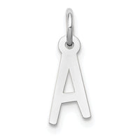 14k White Gold Small Slanted Block Letter A Initial Charm-YC645A