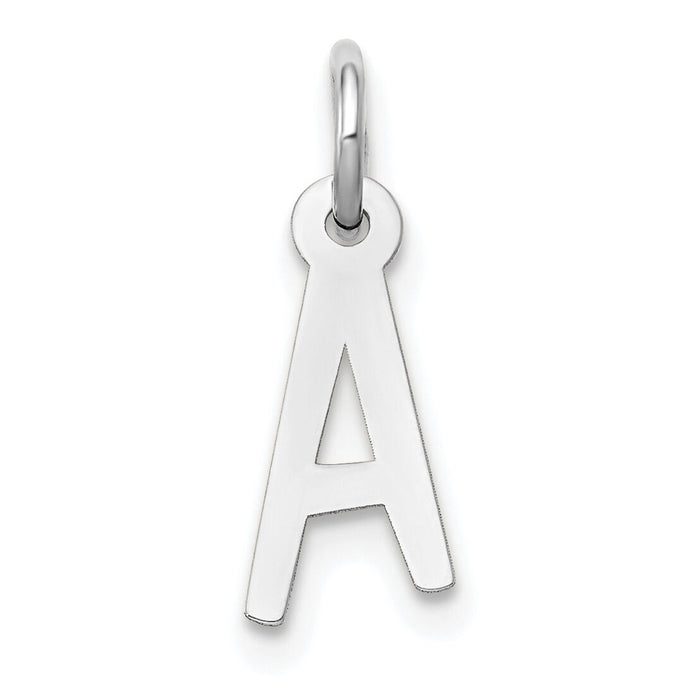 14k White Gold Small Slanted Block Letter A Initial Charm-YC645A