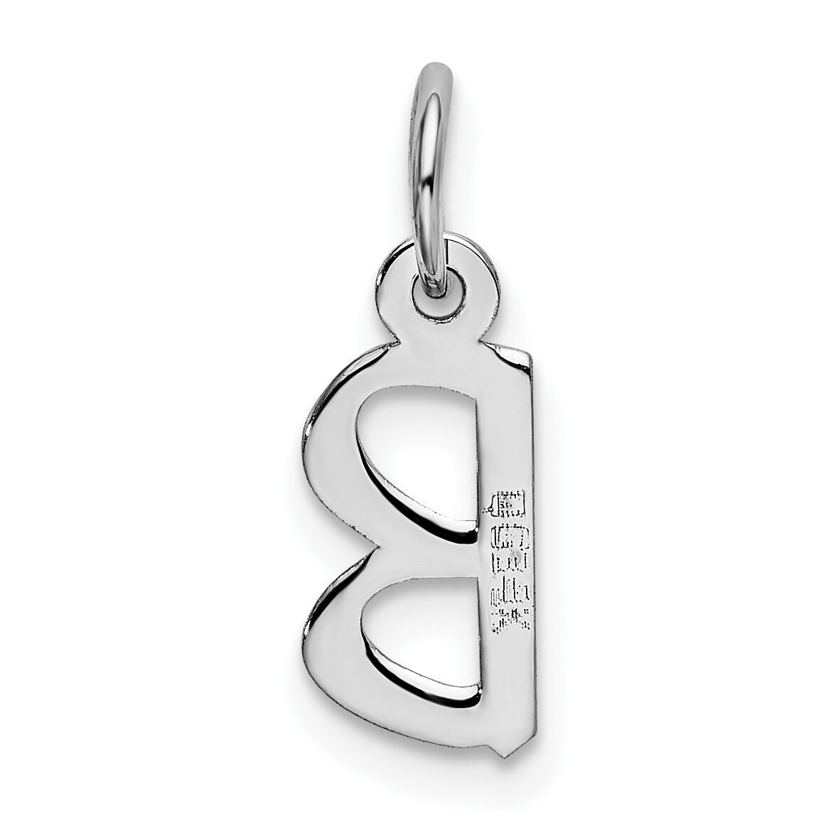 14k White Gold Small Slanted Block Letter B Initial Charm-YC645B