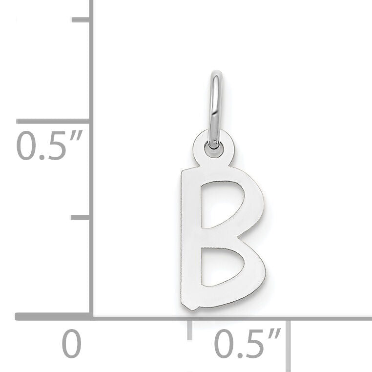 14k White Gold Small Slanted Block Letter B Initial Charm-YC645B