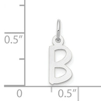 14k White Gold Small Slanted Block Letter B Initial Charm-YC645B