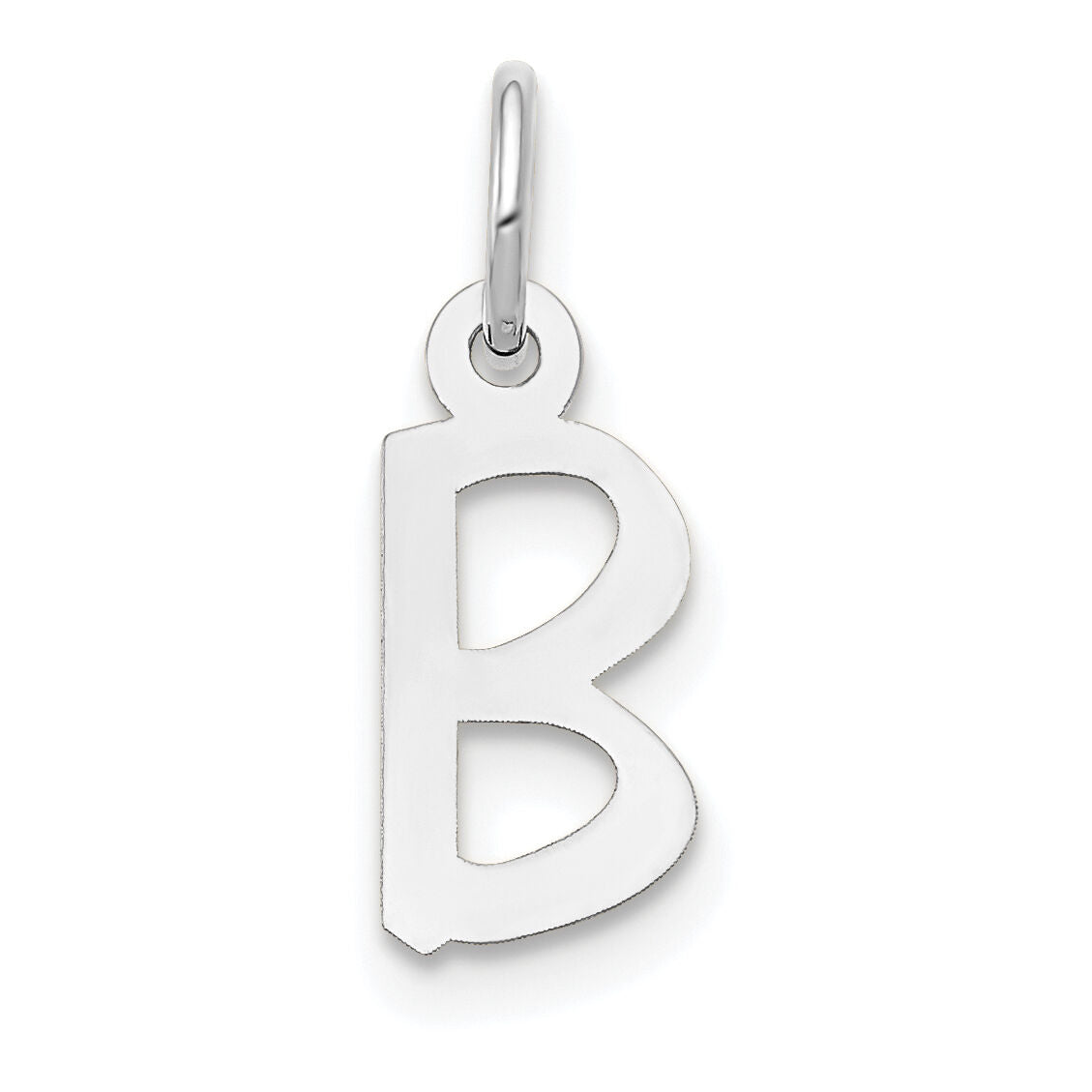 14k White Gold Small Slanted Block Letter B Initial Charm-YC645B