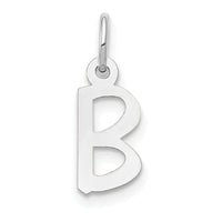 14k White Gold Small Slanted Block Letter B Initial Charm-YC645B