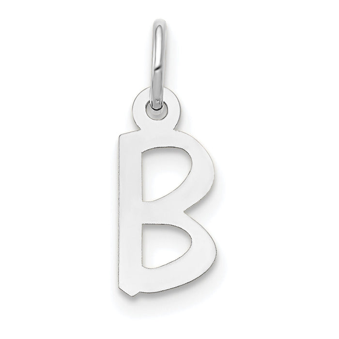14k White Gold Small Slanted Block Letter B Initial Charm-YC645B