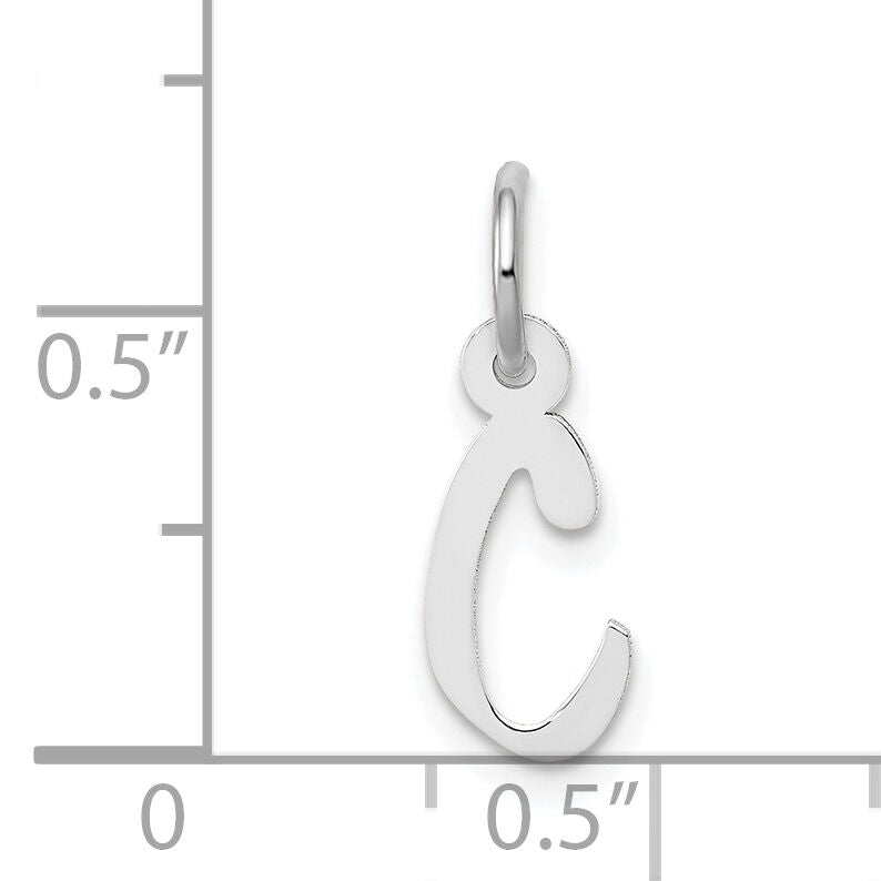 14k White Gold Small Slanted Block Letter C Initial Charm-YC645C
