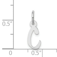 14k White Gold Small Slanted Block Letter C Initial Charm-YC645C