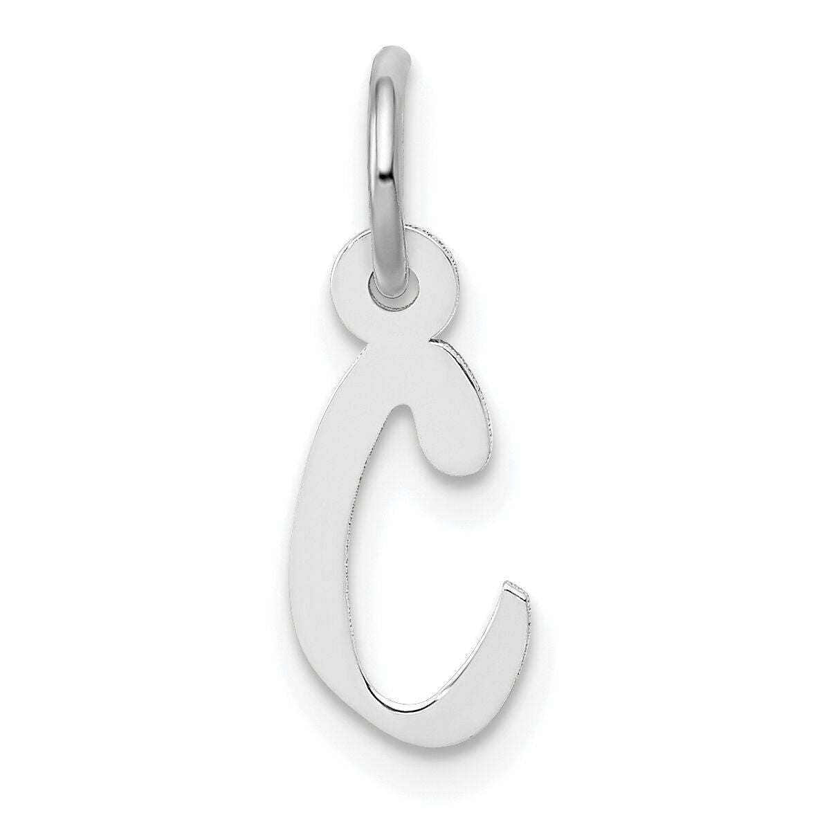 14k White Gold Small Slanted Block Letter C Initial Charm-YC645C