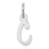 14k White Gold Small Slanted Block Letter C Initial Charm-YC645C